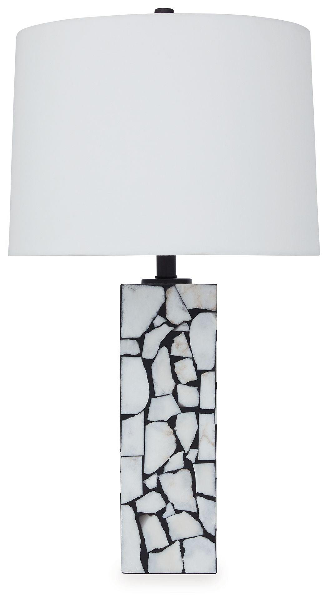 Signature Design by Ashley® - Macaria - White / Black - Marble Table Lamp - 5th Avenue Furniture