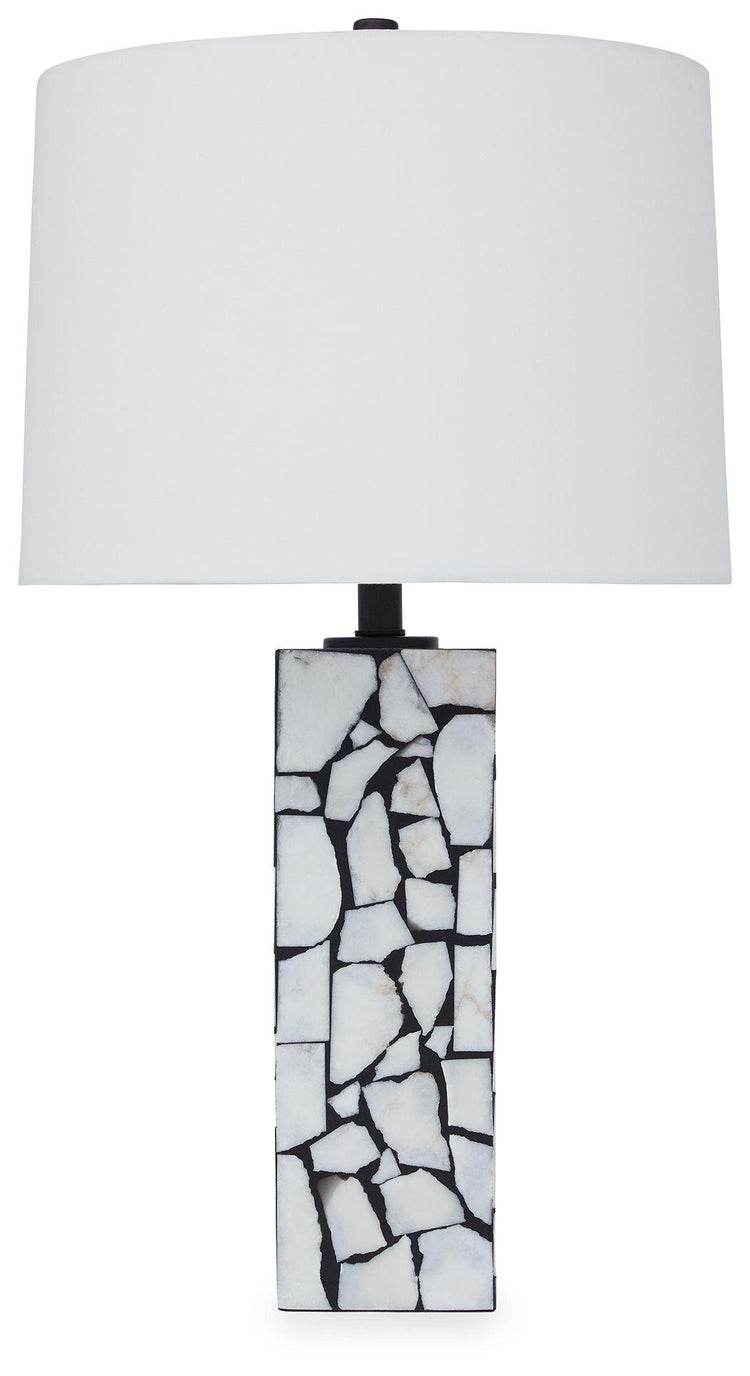 Signature Design by Ashley® - Macaria - White / Black - Marble Table Lamp - 5th Avenue Furniture