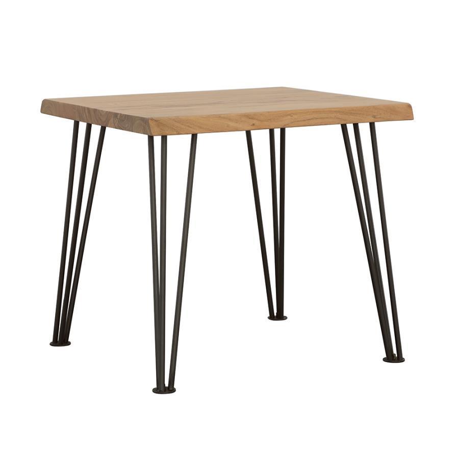 CoasterEssence - Zander - End Table With Hairpin Leg - Natural And Matte Black - 5th Avenue Furniture