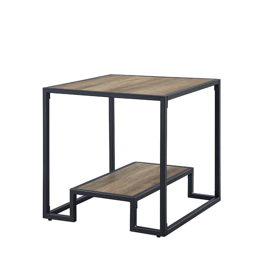 ACME - Idella - End Table - Rustic Oak & Black Finish - 5th Avenue Furniture