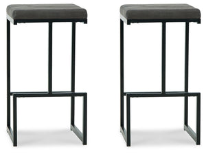 Signature Design by Ashley® - Strumford - Gray / Black - Tall Uph Barstool (Set of 2) - 5th Avenue Furniture