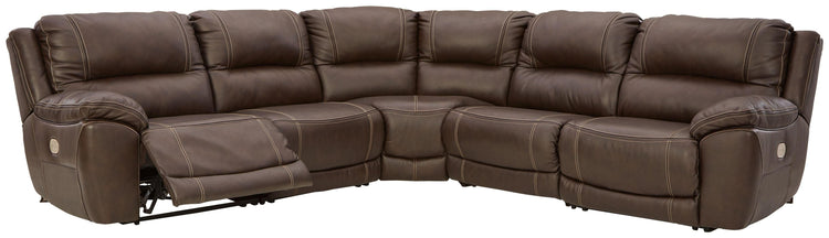 Signature Design by Ashley® - Dunleith - Chocolate - 5-Piece Power Reclining Sectional - 5th Avenue Furniture