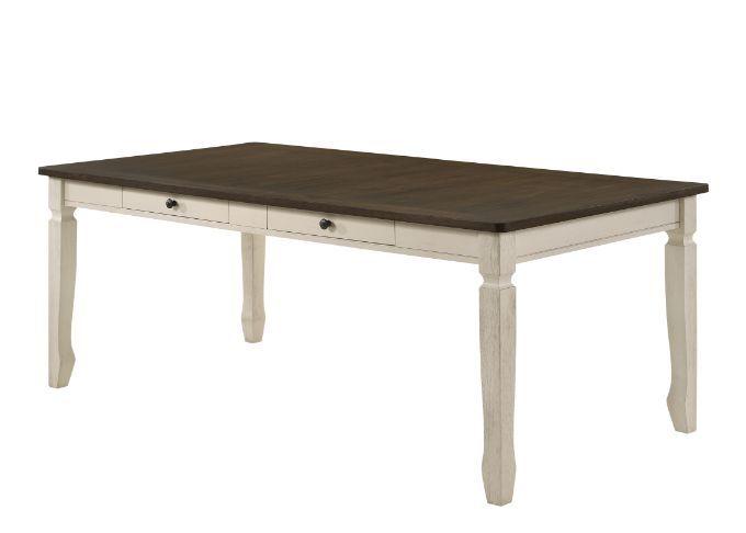 ACME - Fedele - Dining Table - Weathered Oak & Cream Finish - 5th Avenue Furniture