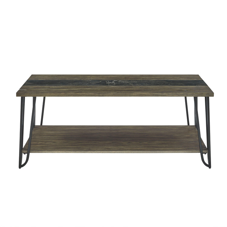 Steve Silver Furniture - Harper - Cocktail Table With Sintered Stone Inlay - Brown - 5th Avenue Furniture