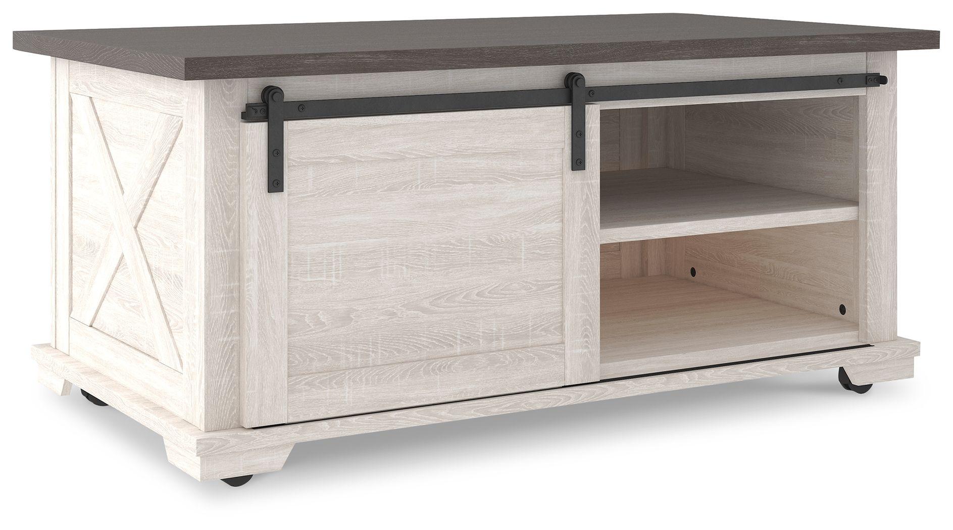 Ashley Furniture - Dorrinson - White / Black / Gray - Rectangular Cocktail Table - 5th Avenue Furniture