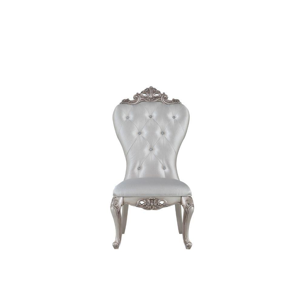 ACME - Gorsedd - Side Chair (Set of 2) - Cream Fabric & Antique White - 5th Avenue Furniture