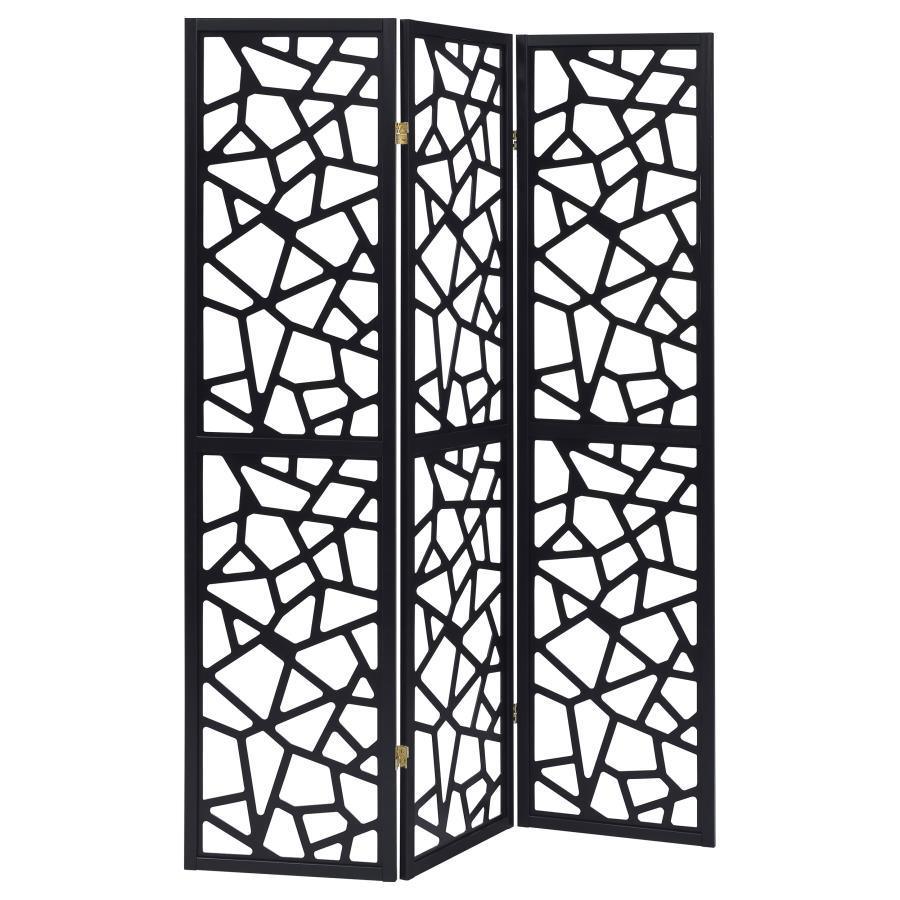 CoasterEveryday - Nailan - 3-panel Open Mosaic Pattern Room Divider - Black - 5th Avenue Furniture