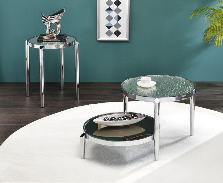 ACME - Abbe - End Table - Glass & Chrome Finish - 5th Avenue Furniture