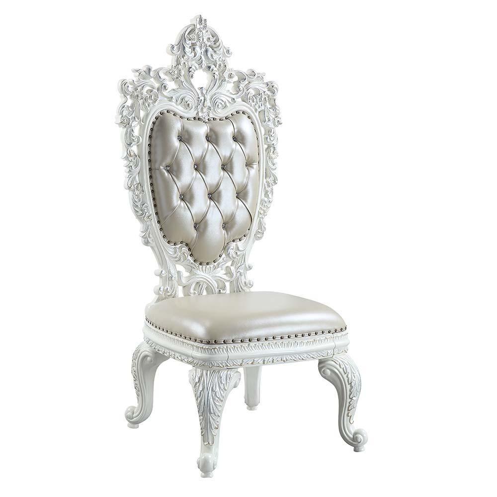 ACME - Vanaheim - Side Chair (Set of 2) - Beige PU & Antique White Finish - 5th Avenue Furniture