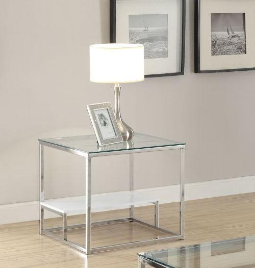 ACME - Ruben - End Table - Chrome & Clear Glass - 5th Avenue Furniture