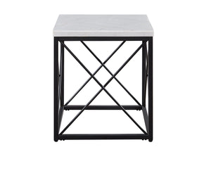 Steve Silver Furniture - Skyler - Square End Table With Marble Top - White - 5th Avenue Furniture