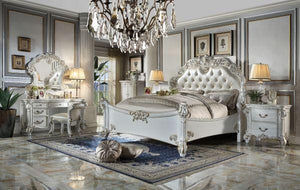 ACME - Vendome - Ck Bed - PU & Antique Pearl Finish - 5th Avenue Furniture