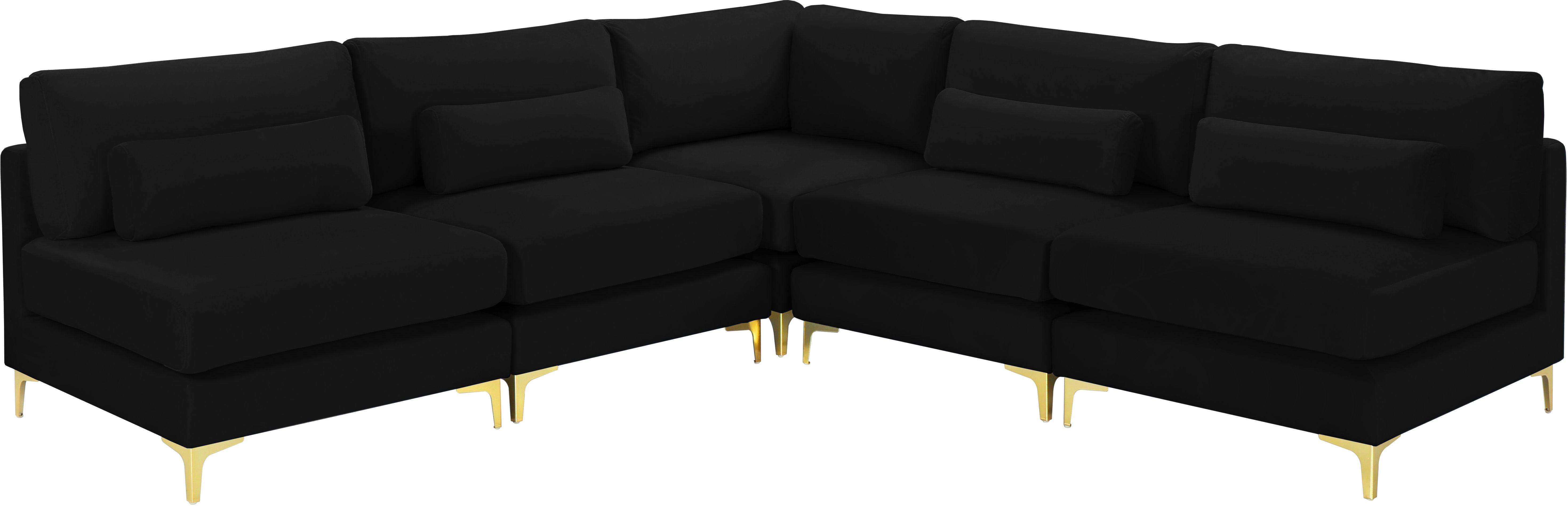 Meridian Furniture - Julia - Modular Sectional - Black - Fabric - 5th Avenue Furniture