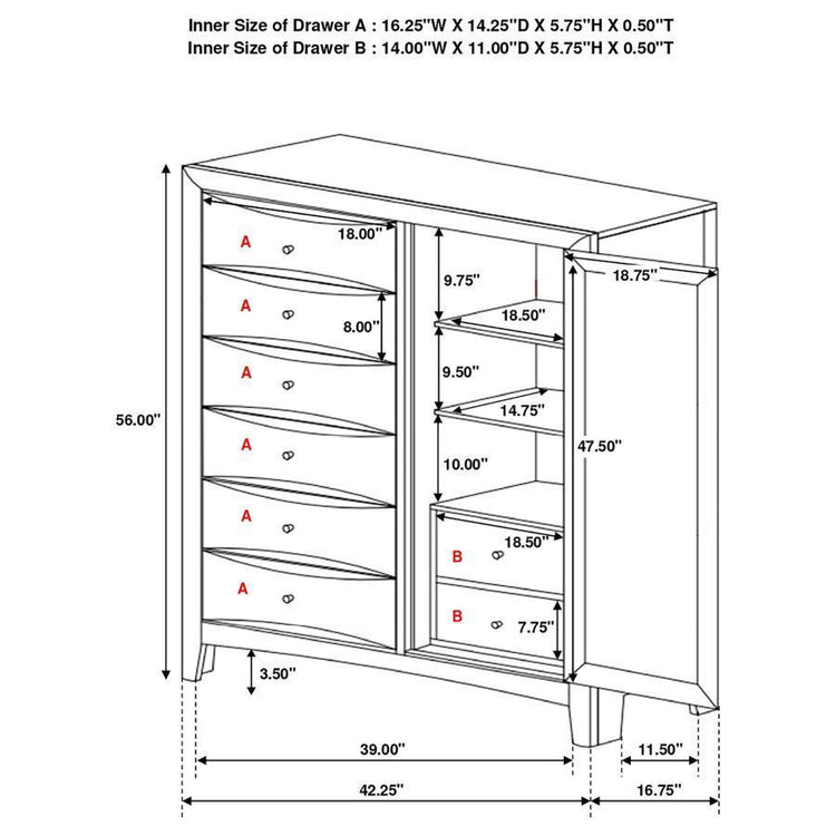 CoasterEssence - Phoenix - 6-Drawer Door Chest - Deep Cappuccino - 5th Avenue Furniture