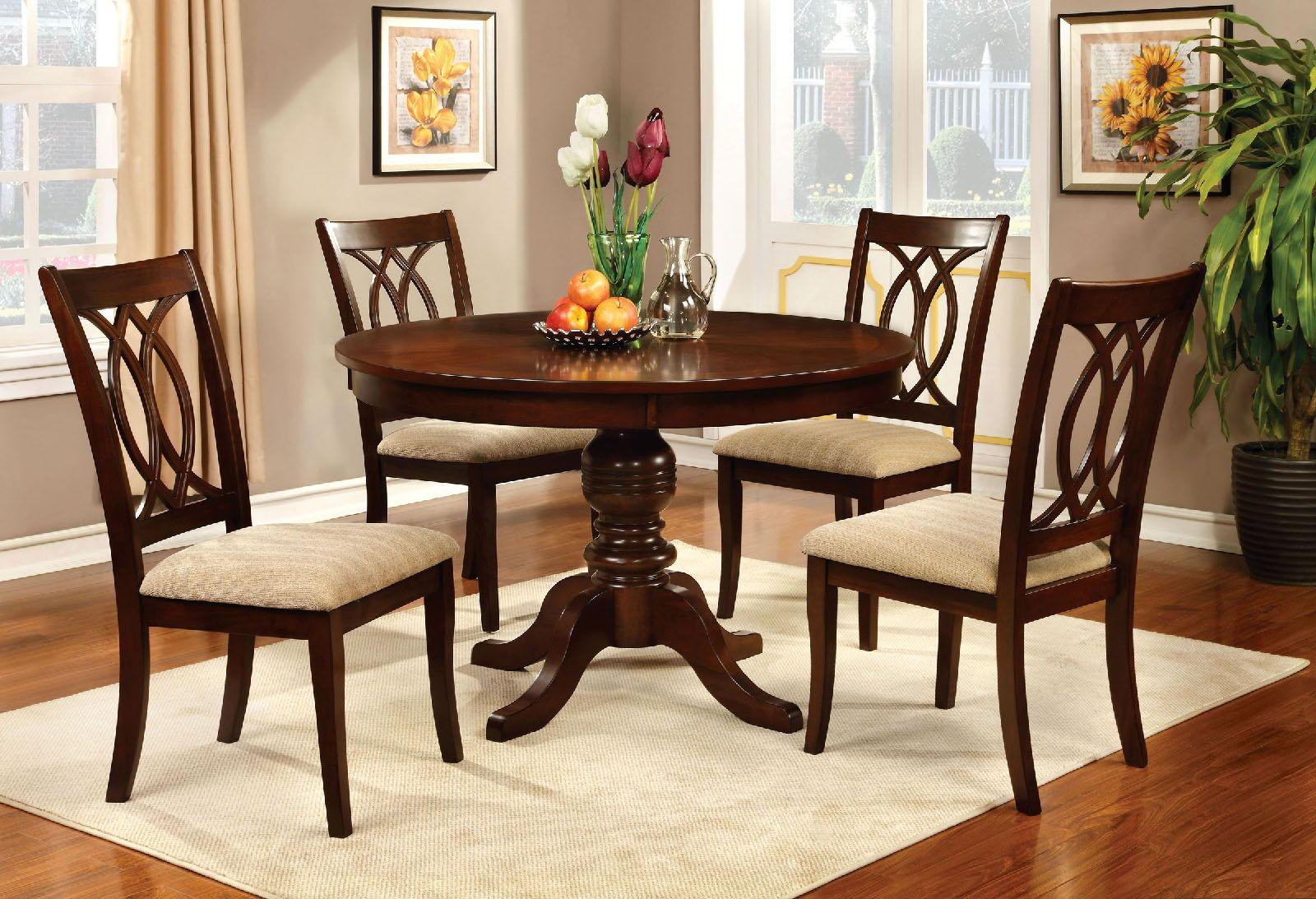 Furniture of America - Carlisle - Round Dining Table - Brown Cherry - 5th Avenue Furniture