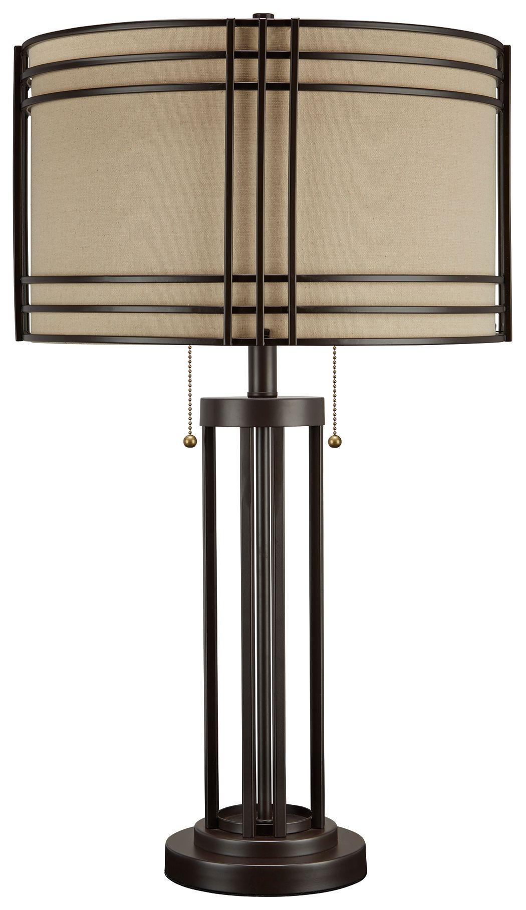 Ashley Furniture - Hanswell - Dark Brown - Metal Table Lamp - 5th Avenue Furniture