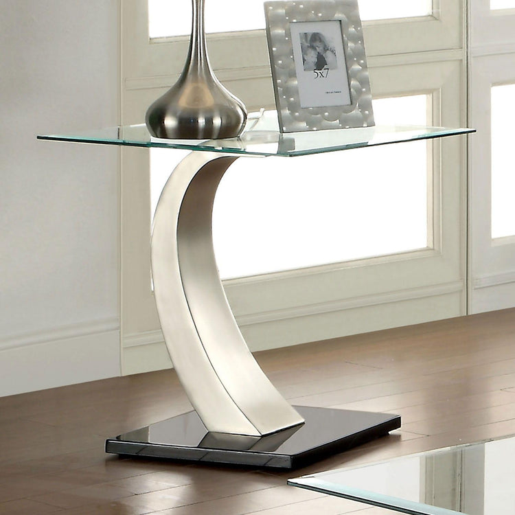 Furniture of America - Roxo - End Table - Satin Plated / Black - 5th Avenue Furniture