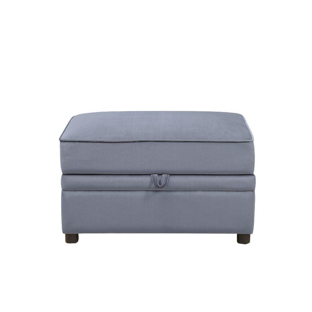 ACME - Bois II - Ottoman - Gray Velvet - 5th Avenue Furniture