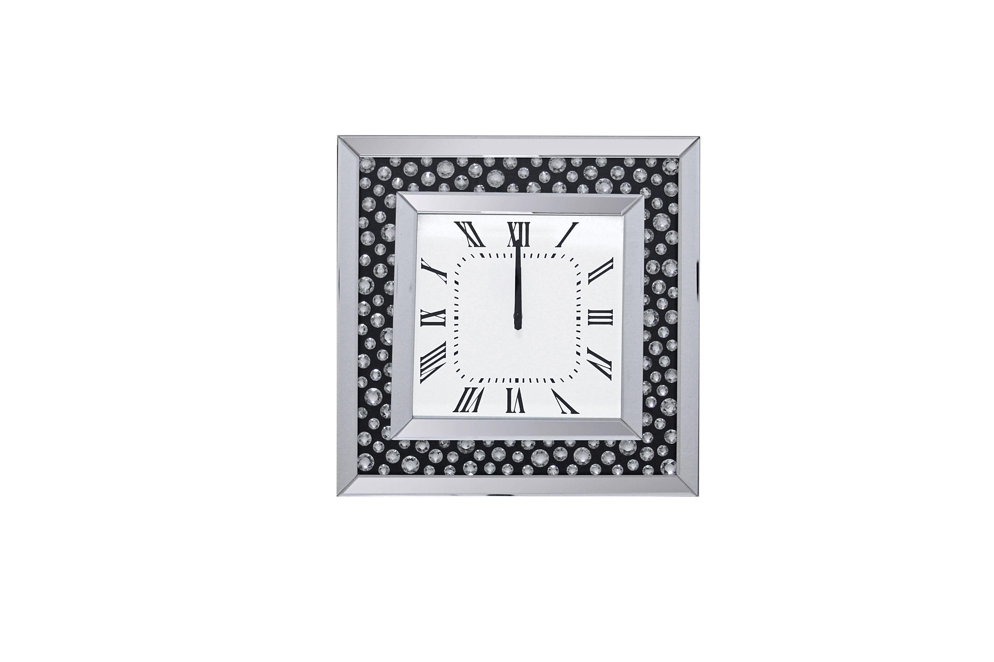 ACME - Marku - Wall Clock - Mirrored & Faux Gemstones - 5th Avenue Furniture