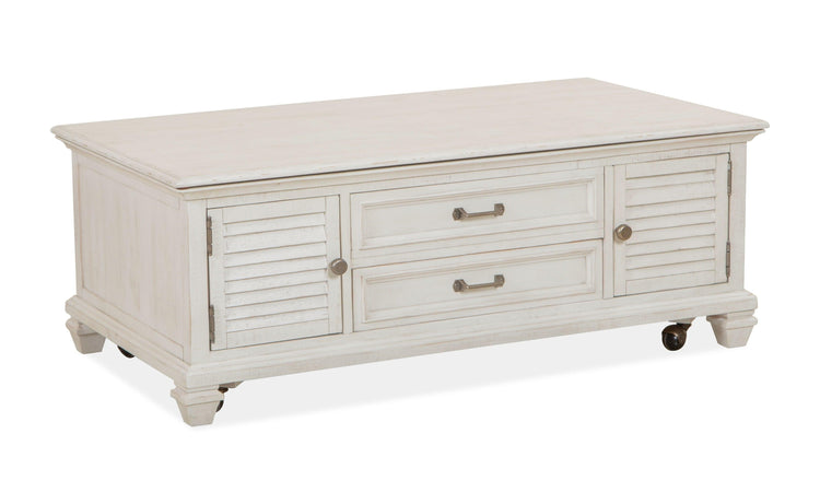 Magnussen Furniture - Newport - Lift Top Storage Cocktail Table (With Casters) - Alabaster - 5th Avenue Furniture