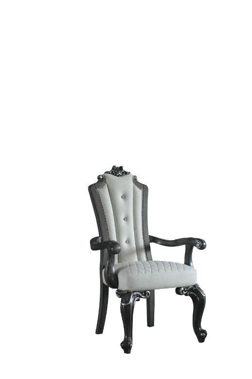 ACME - House - Delphine - Chair (Set of 2) - Two Tone Ivory Fabric, Beige PU & Charcoal Finish - 5th Avenue Furniture
