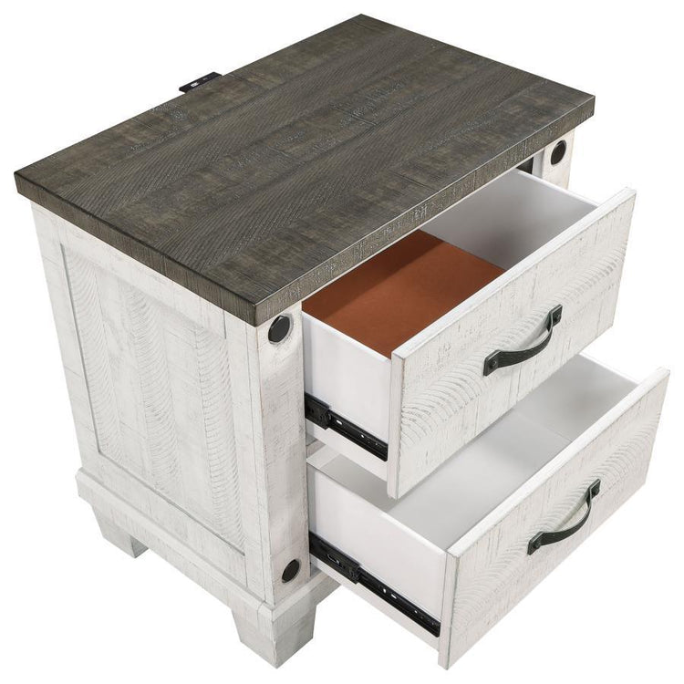 Coaster Fine Furniture - Lilith - 2-Drawer Nightstand - Distressed Gray And White - 5th Avenue Furniture