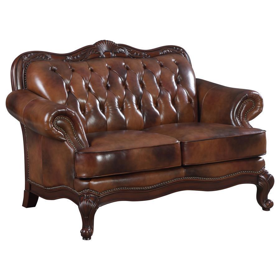 CoasterElevations - Victoria - Tufted Back Loveseat - Tri-Tone And Brown - 5th Avenue Furniture