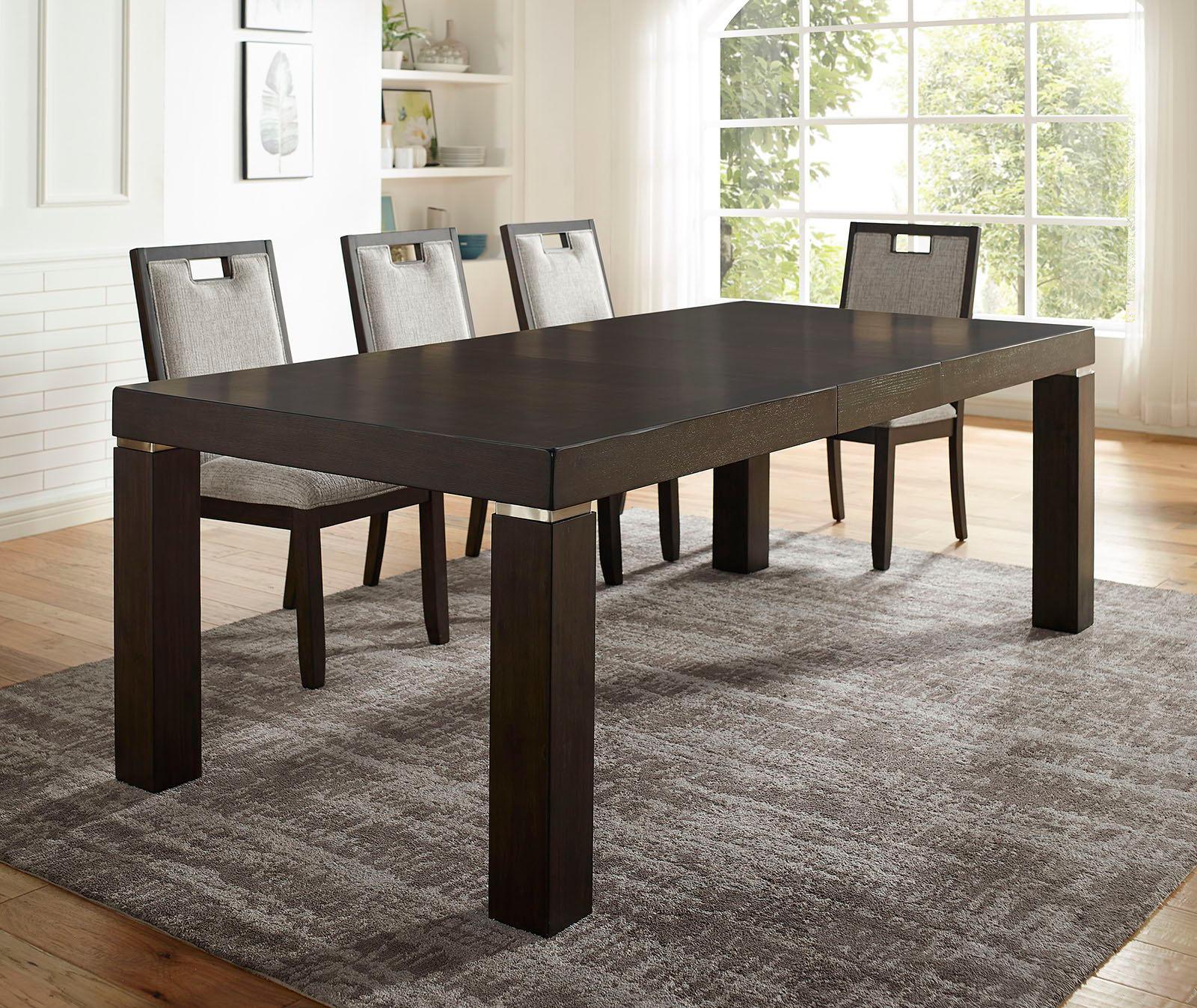 Furniture of America - Caterina - Dining Table With X Leaf - Dark Walnut / Beige - 5th Avenue Furniture