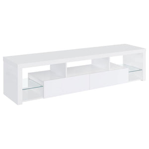 Coaster Fine Furniture - Jude - 2-Drawer 71" TV Stand With Shelving - White High Gloss - 5th Avenue Furniture