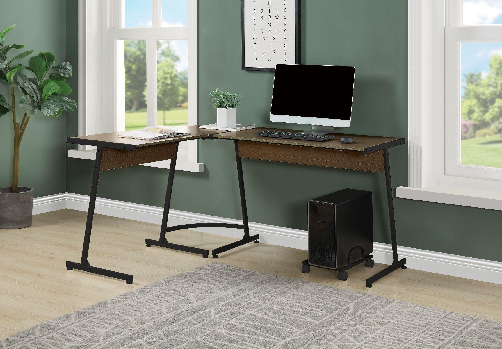 ACME - Acme - Dazenus - Computer Desk, Black Finish - Of00044 - Black & Oak Finish - 5th Avenue Furniture