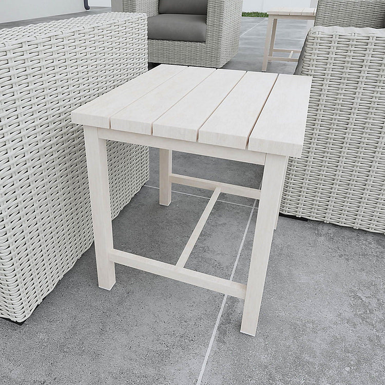 Steve Silver Furniture - Blakely - Outdoor Aluminum End Table - White - 5th Avenue Furniture