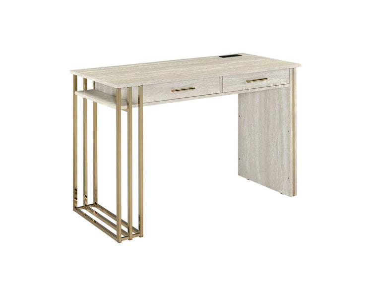 ACME - Tyeid - Vanity Desk - Antique White & Gold Finish - 5th Avenue Furniture