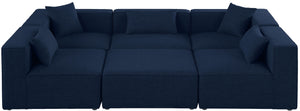 Meridian Furniture - Cube - Modular Sectional 6 Piece - Navy - Fabric - 5th Avenue Furniture