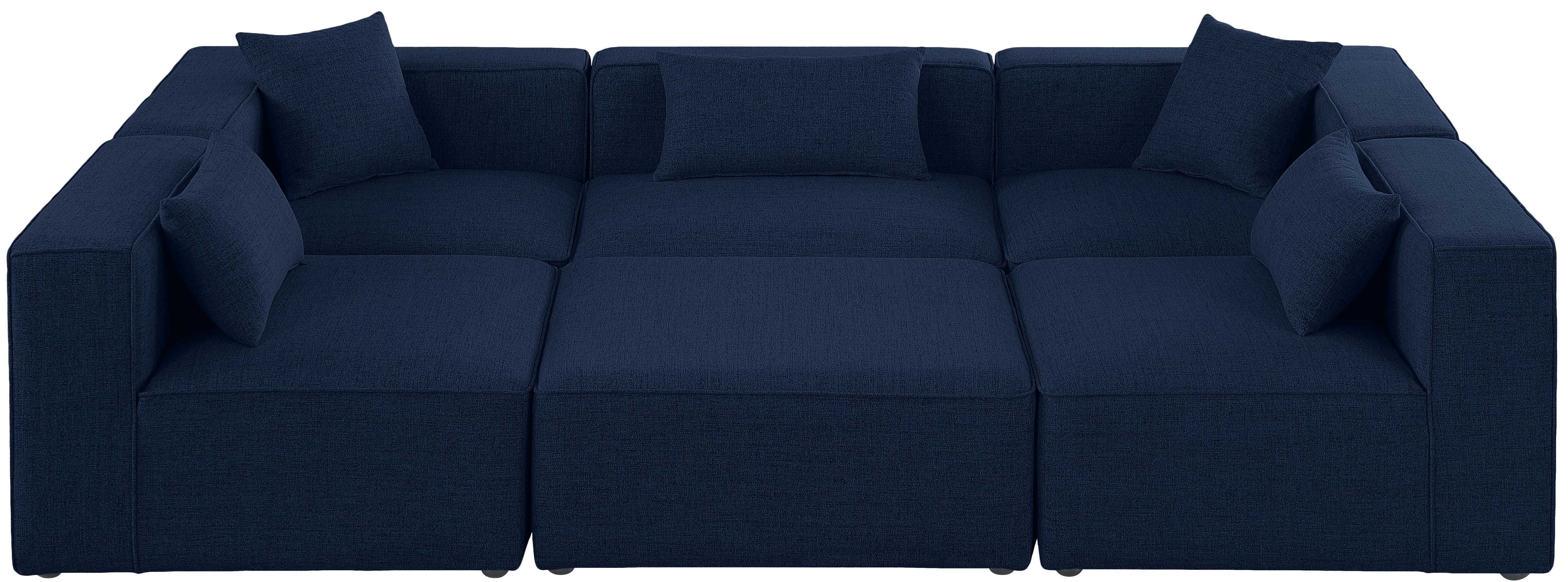 Meridian Furniture - Cube - Modular Sectional 6 Piece - Navy - Fabric - 5th Avenue Furniture