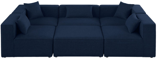 Meridian Furniture - Cube - Modular Sectional 6 Piece - Navy - Fabric - 5th Avenue Furniture