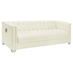 CoasterElevations - Chaviano - Tufted Upholstered Sofa Pearl White - 5th Avenue Furniture