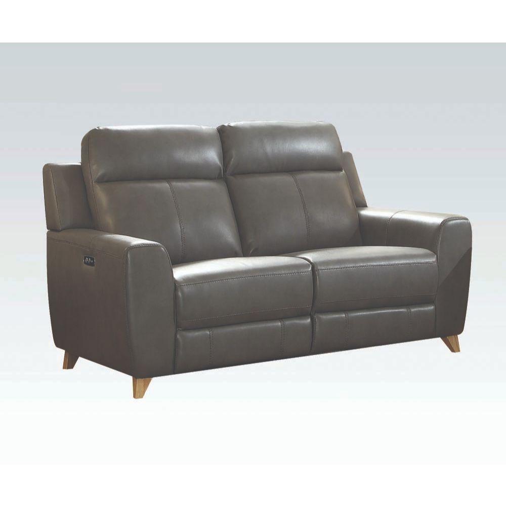 ACME - Cayden - Loveseat - Gray Leather-Aire Match - 5th Avenue Furniture