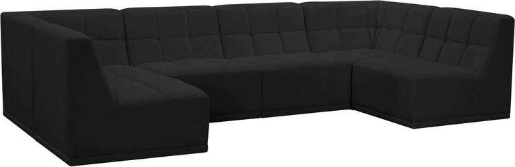 Meridian Furniture - Relax - Modular Sectional 6 Piece - Black - 5th Avenue Furniture