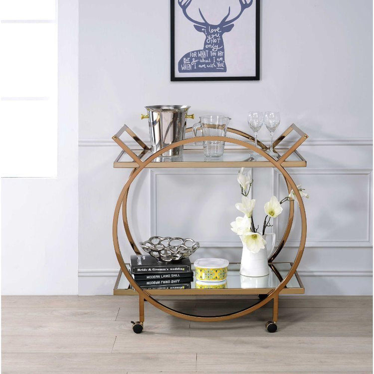 ACME - Traverse - Serving Cart - Champagne & Mirrored - 5th Avenue Furniture