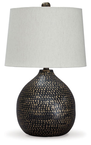 Ashley Furniture - Maire - Black / Gold Finish - Metal Table Lamp - 5th Avenue Furniture