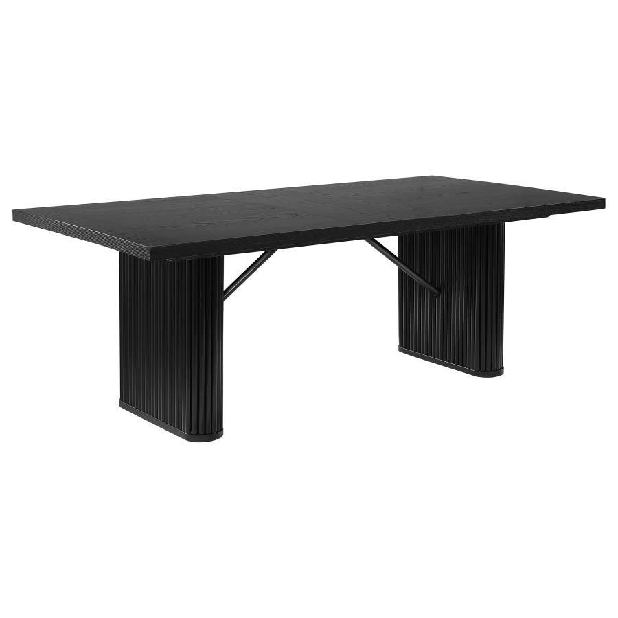 Coaster Fine Furniture - Catherine - Rectangular Double Pedestal Dining Table - Black - 5th Avenue Furniture