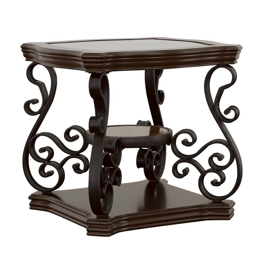 CoasterEssence - Laney - End Table - Deep Merlot And Clear - 5th Avenue Furniture