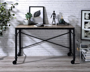 ACME - Oklarth - Writing Desk - Rustic Oak & Black Finish - 5th Avenue Furniture