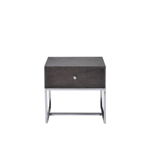 ACME - Iban - End Table - Gray Oak & Chrome - 5th Avenue Furniture