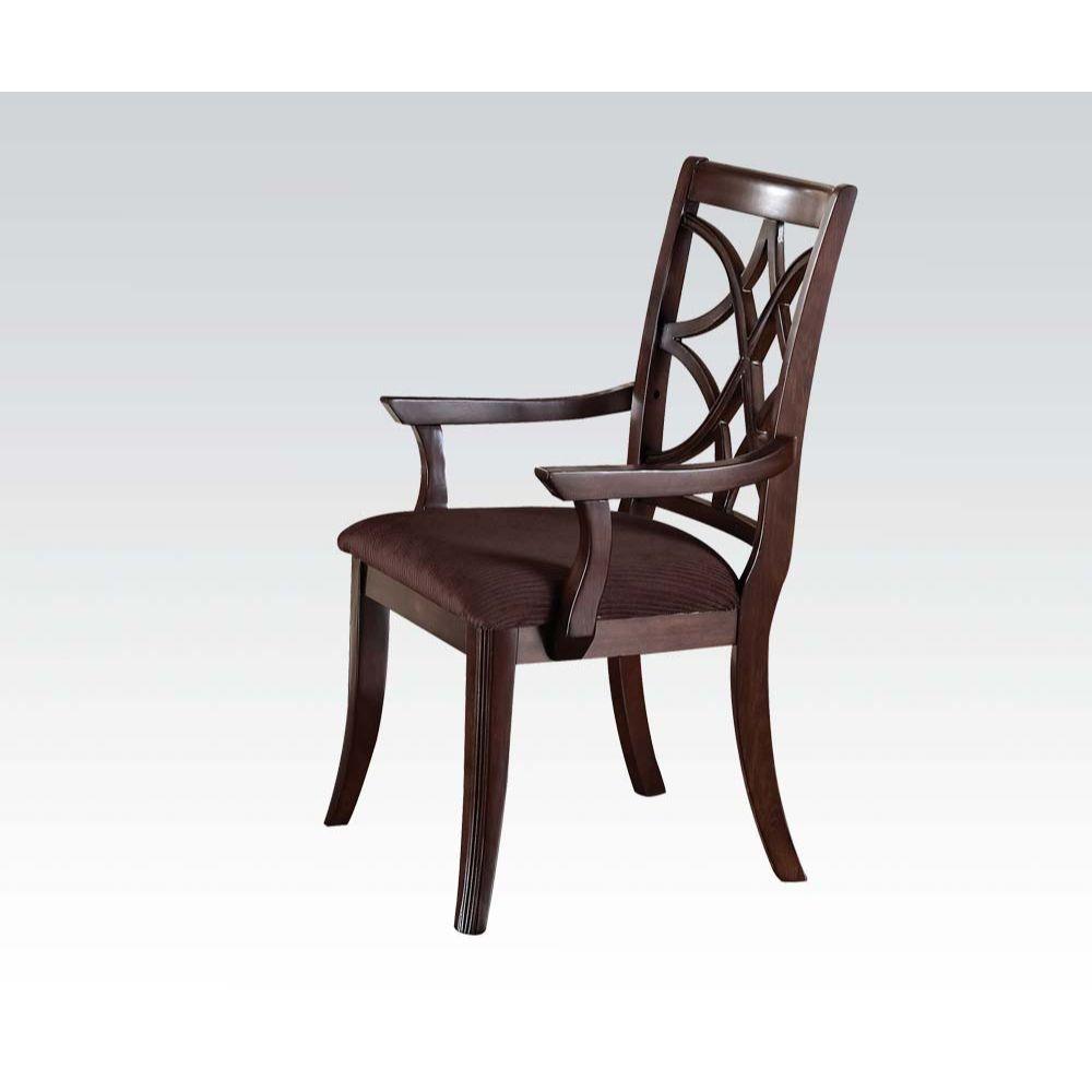 ACME - Keenan - Chair (Set of 2) - Brown Microfiber & Dark Walnut - 5th Avenue Furniture