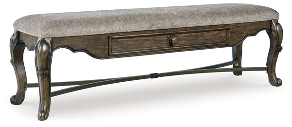 Maylee - Dark Brown - Upholstered Storage Bench - 5th Avenue Furniture
