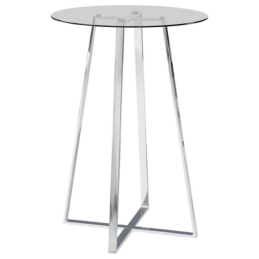 CoasterEveryday - Zanella - Glass Top Bar Table - Chrome - 5th Avenue Furniture