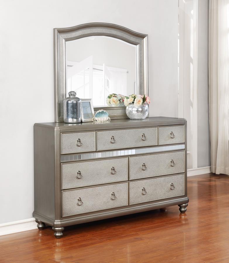 CoasterElevations - Bling Game - 7-Drawer Dresser With Mirror - Metallic Platinum - 5th Avenue Furniture