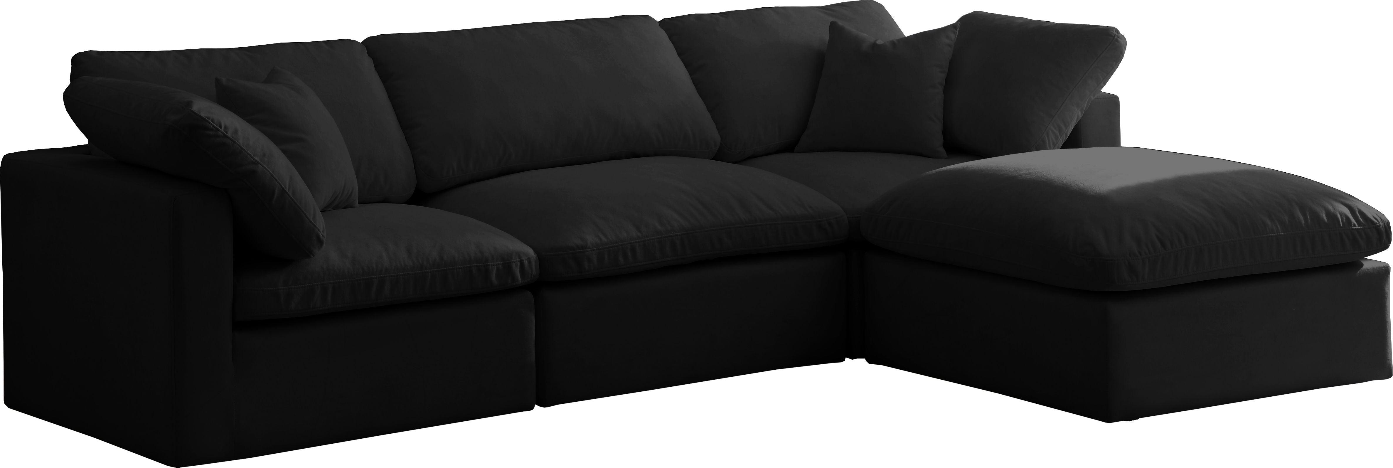 Meridian Furniture - Plush - Velvet Standard Comfort Modular Sectional - Black - 5th Avenue Furniture