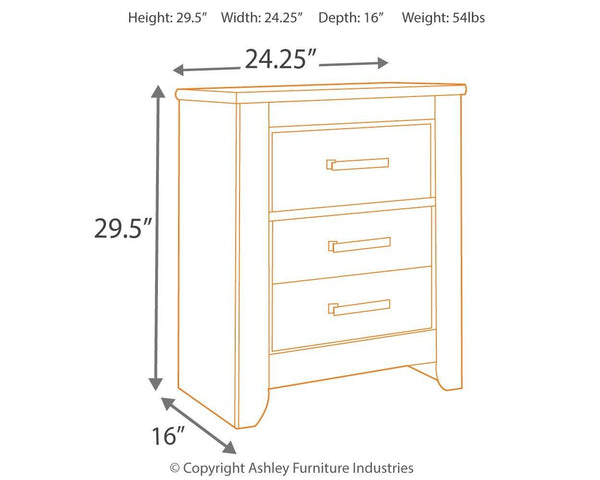 Ashley Furniture - Zelen - Warm Gray - Two Drawer Night Stand - 5th Avenue Furniture